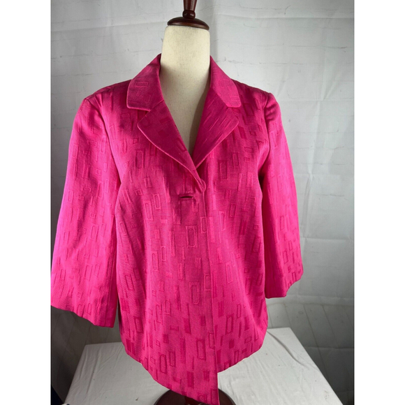 Women’s Chico's One-Button Textured Blazer Jacket Size 0.5 Bright Pink EUC - Picture 1 of 6